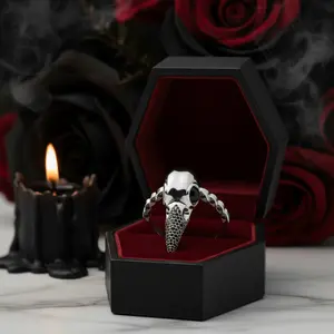 Forevermore- Paved Diamond Option Raven Skull Engagement Ring