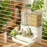 Space-Saving Hanging Bird Feeder Station - 2-in-1 Compact Indoor Synthetic Parrot Feeder-Waterer with Self-Regulating Gravity System, Mess-Reduction Design, Secure Water Hold for Small-to-Medium Birds