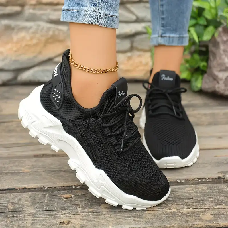 OFIREND Women's Summer Breathable Casual Shoes, Hollow Lace-Up Height Boost Sneakers, Soft Non-Slip Daily Street Walking Trainers | Women Casual Footwear