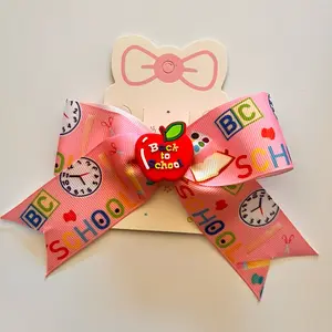 Pink Back-to-School Girls Hair Bow with Alligator Clip - Fashion Hair Accessory hair clip