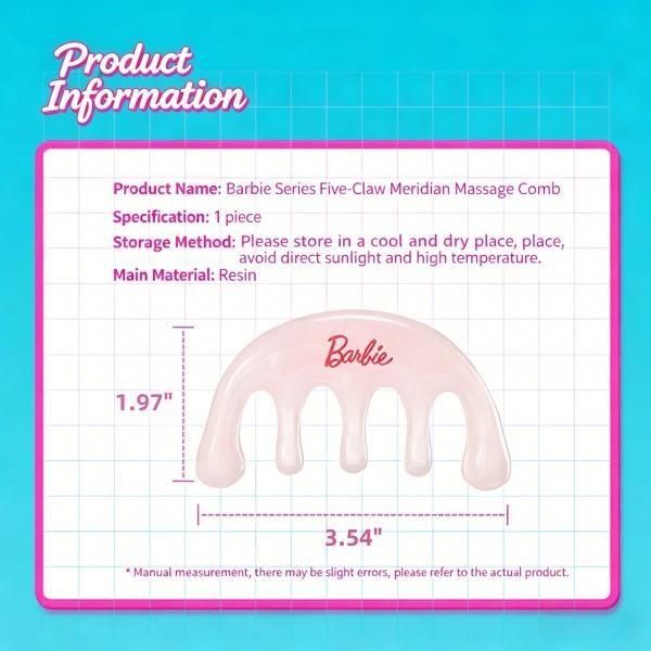Barbie 5-Claw Meridian Massage Comb - Pink Resin Scalp Massager, Stress Relief Hair Growth Tool, Cute Self-Care Hair Accessory for Girls, Portable Scalp Care Comb Summer Vibes Barbie 5-Claw Meridian Massage Comb - Pink Resin Scalp Massager, Stress Relief Hair Growth Tool, Cute Self-Care Hair Accessory for Girls, Portable Scalp Care Comb Summer Vibes