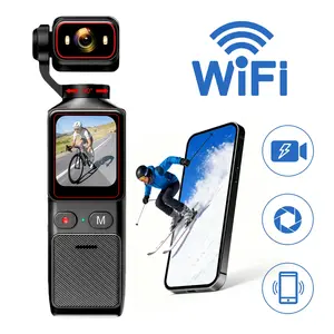 Wearable WiFi Action Camera, Infrared Night Vision & Loop Recording, 2K/1080P+4X Zoom+Recording, Universal for Outdoor Skiing Cycling and Daily Vlog, Wireless Vlog Camera, Sports Camera