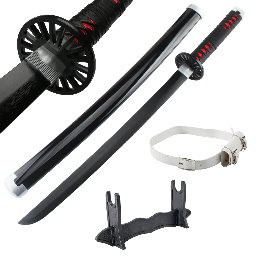 Kamado Tanjirou Cosplay Bamboo Sword, 31-Inch Demon Slayer Prop with Belt and Stand, Safe Replica for Decoration, Role Playing & Anime Fan Gifts, Safety, Plastic