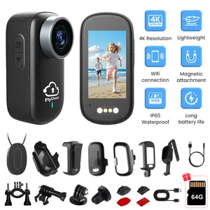 FlyCloud One M11 4K Ultra HD Portable Magnetic Camera WiFi & TF Card Thumb Size Vertical Horizontal Video Magnetic Clip Cap Clip for POV Vlog Cycling Hiking Outdoor Sports Pet Parent-Child View