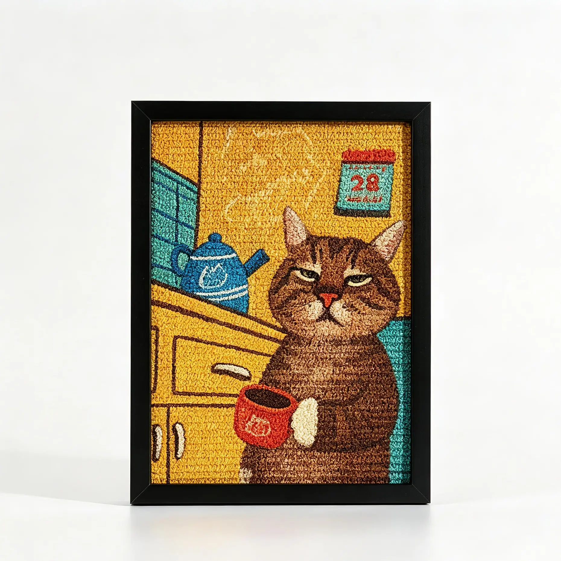 Furrytail Wall-Mounted Cat Scratching Pad - Framed Vertical Decorative Wall Panel, No-Drilling Indoor Single Unit Cat Scratching Accessory