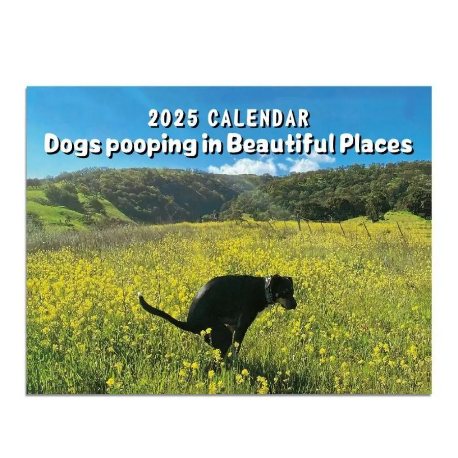 Dog Theme Wall Calendar, 1 Count 2025 Humorous Dog Calendar, Premium Paper Material Calendar for Dog Lovers, Home Wall Decor