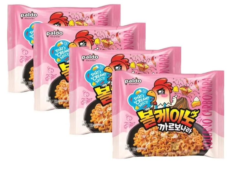 PALDO FUN & YUM Volcano Carbonara Creamy Spicy Chicken Noodle, 4.59 Ounce Food Korea Korean Instant