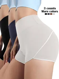Women's Solid Color High Waist Gym Shorts, Comfy Breathable Tummy Control Skinny Shorts for Yoga Gym Workout, Ladies Sportswear for All Seasons