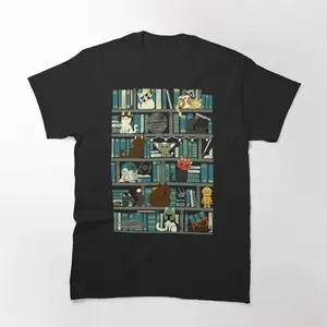 Library Kitten Wars Classic Graphic Tee T-shirt - Unisex Streetwear Sport Style, Vintage Baseball Shirt, Gift for Women, Gift for  Men