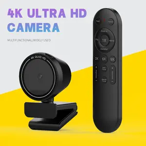 4K Ultra HD Webcam with Wireless Remote Control & Privacy Cover, Perfect for Online Classes Meetings Live Streaming USB Web Camera