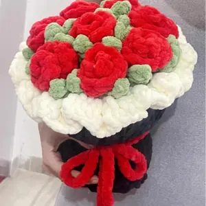 Flower Bouquet Rose Sunflower DIY Handmade Crochet Handheld Flower Weaving High School Entrance Exam Gift Thanksgiving Mother Romantic Lover Couple Birthday Gift Girlfriend Boyfriend Anniversary Hand-held bouquets timeless