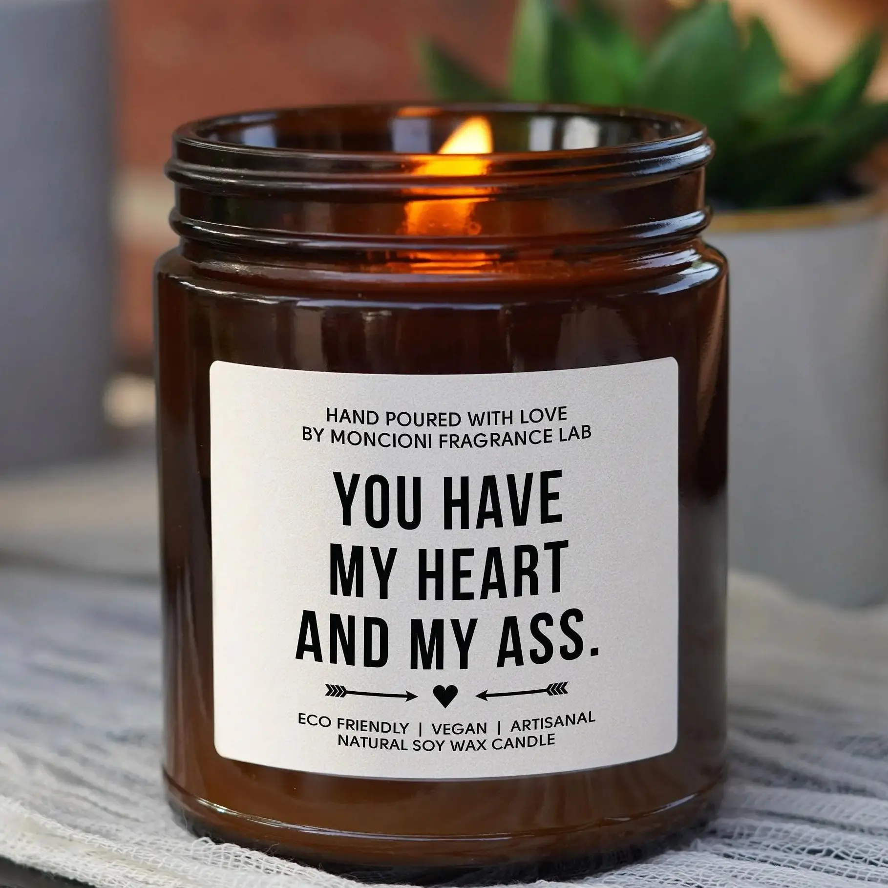 You Have My Heart and My Ass Scented Soy Candle, Boyfriend Gift, Present for Husband, Boy Friend, Couples, Valentines, Funny Anniversary Present,Christmas Gift Boyfriend Candle, Funny Gifts, Couple BJ Candle, Gift For Him, Valentine Day Gift For Him