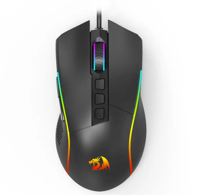 Redragon M616 RGB Wired Optical Macro Gaming Mouse - 10000 DPI, 6 Programmable Buttons, 8 Backlit Modes, Software-Supported DIY Keybinds, PC Gaming Setup Accessory, Teenage Boy Gift, Office Peripheral, RGB Lighting Enabled