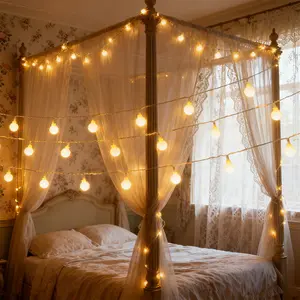1 indoor globe string light|50 LED, warm color bedroom, Christmas and holiday party hanging decoration-plastic Photo props are all good-looking, soft healing lights, making the space more romantic