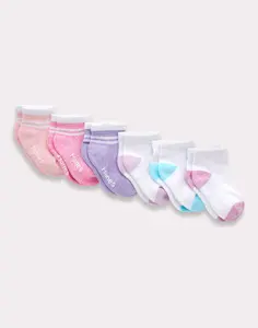 Hanes Pure Comfort Infant/Toddler Girls’ Ankle Socks, Organic Cotton, 6-Pairs