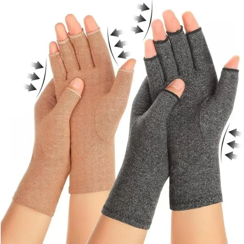 2 Pairs Fingerless Compression Arthritis Gloves For Adults, Breathable Moisture‑Wicking Hand Wrist Support Gloves For Daily Typing, Housework And Hand Discomfort Relief