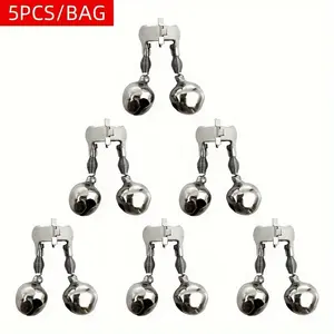 5pcs Set Fishing Rod Alarm Bell Metal Fishing Bite Indicator Double Bell Fishing Accessories, Without Battery, Fishing Equipment