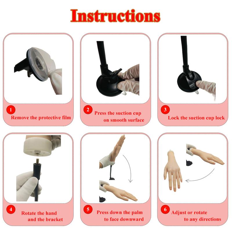 Practice Hand Kit for Nail Art, Acrylic Nails Training Tools for Tattooed Nail Jewelry and Manicure Practice, 48 pes nail jelly gel, 40 Acrylic Nails, Clipper, File, 15 Brushes and 120 Tips