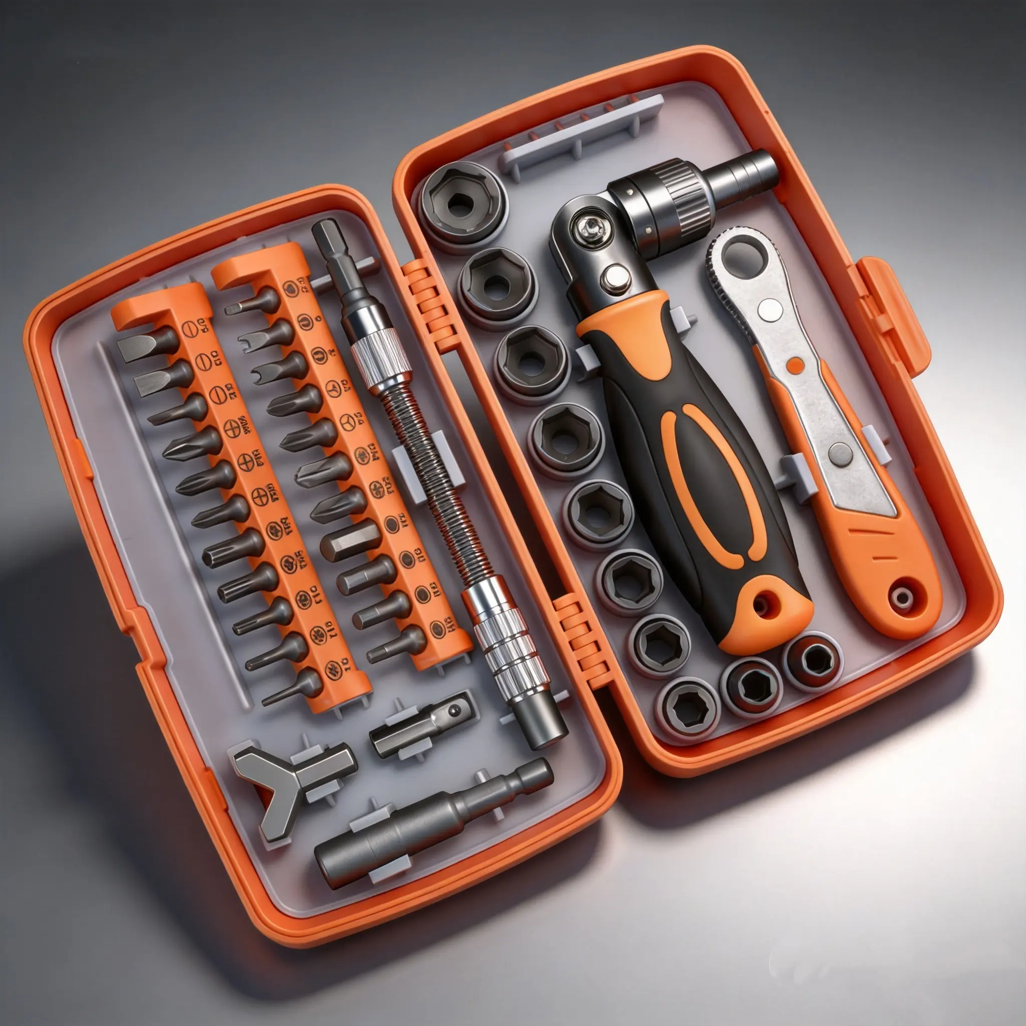Ratchet Screwdriver Set, Socket Set And Screwdriver Bit Set with Rotatable Ratchet Handles And Storage Case, Household Repair Tool Kits for Bike