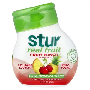 Stur Real Fruit, Liquid Water Enhancer, Fruit Punch, 1.62 fl oz (48 ml)