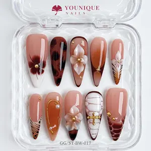 Younique Nails 2025 | Long Stiletto Nails Collection | 10PCS 100% Handmade Press-On Nails | Reusable