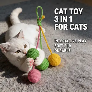 3 Color Cat Self Play Ball Toy | Boredom Relief Bite Resistant Kitten Teaser Toy