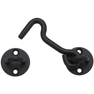 4” Privacy Hook and Eye Gate Latch Easy Lock for Barn Door, Black Raswik