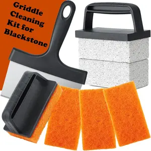 Griddle Cleaning Kit for Blackstone - Flat Top Grill Cleaner Grill Cleaning Kit with Grill Brick, Griddle Scraper & Grill Brush, Griddle Accessories Kit to Remove Stain