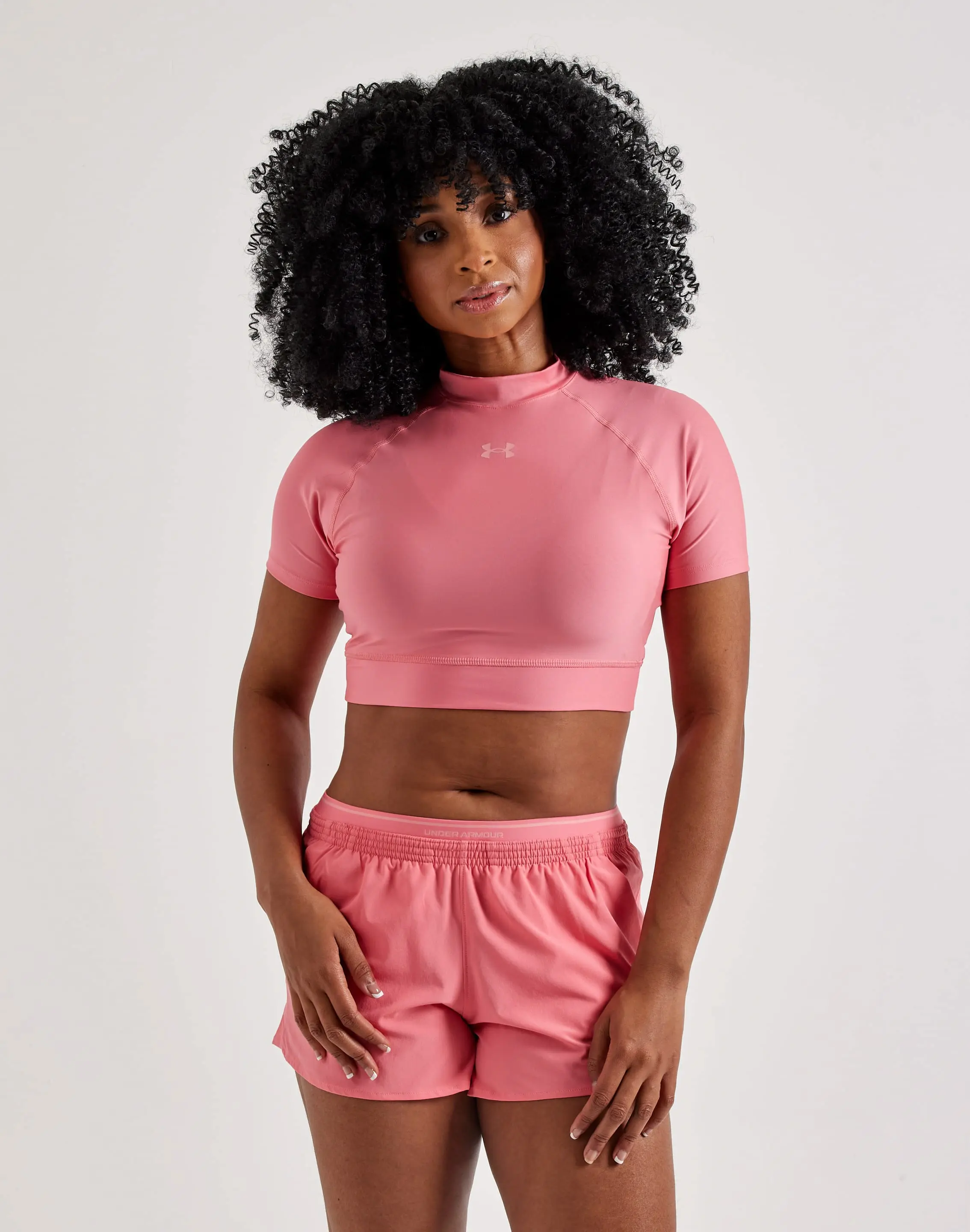 Womens Under Armour HeatGear Cropped Mock-Neck Top