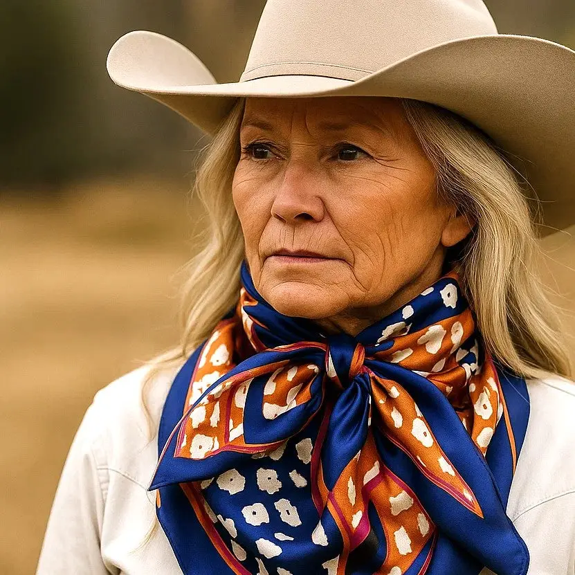 Blue and Orange Leopard Wild Rag - Western Scarf