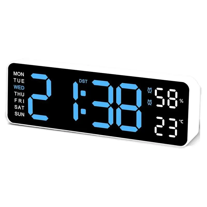 Large Digital Alarm Clock with Temperature and Weekday Display, LED Screen Easy to Read for Seniors, Dimmer for Bedroom Desk