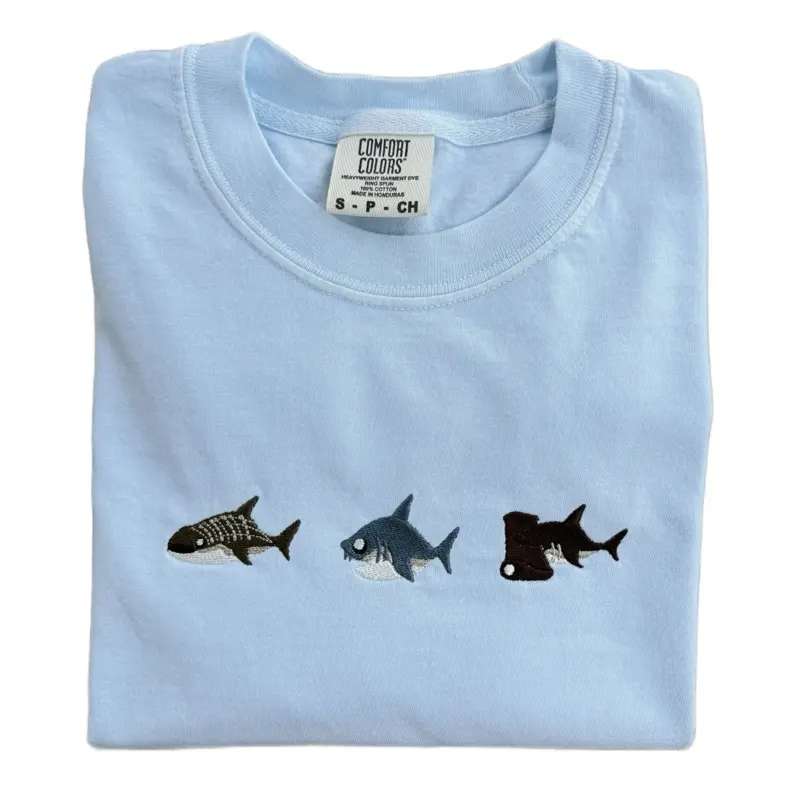 (T-SHIRT) Island Sharks Embroidered Unisex Comfort Colors T-shirt