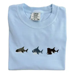 (T-SHIRT) Island Sharks Embroidered Unisex Comfort Colors T-shirt