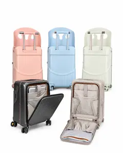 Upgraded Rideable Luggage with Seat and Seatbelt - Front-Opening Design, Silent 360° Spinner Wheels with Brakes - 40L Large Capacity - Ideal for Airport Travel, Family Trips - Multiple