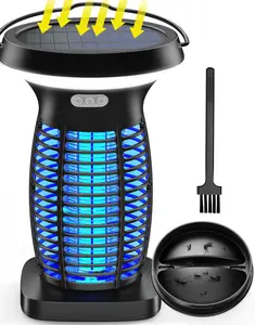 Solar Bug Zapper Outdoor, Mosquito Zapper Indoor Outdoor, Electric Fly Zapper with Camping Lantern, Waterproof Mosquito Traps, Cordless Mosquito Killer Lamp for Patio, Backyard, Home, Balcony Safety Hangable Multifunctional