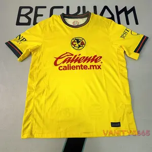 24 25 Mexico LIGA MX Club America Home Yellow Short Sleeve Soccer Jersey Fans Version Breathable