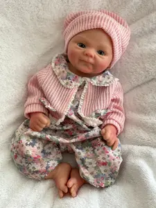 Adorable 13 inch full silicone reborn baby doll 33cm, soft touch reborn baby doll, cute face, cute clothes, realistic reborn doll artist, fake baby, collection, festival, Halloween, birthday, perfect Christmas gift for children over 3 years old