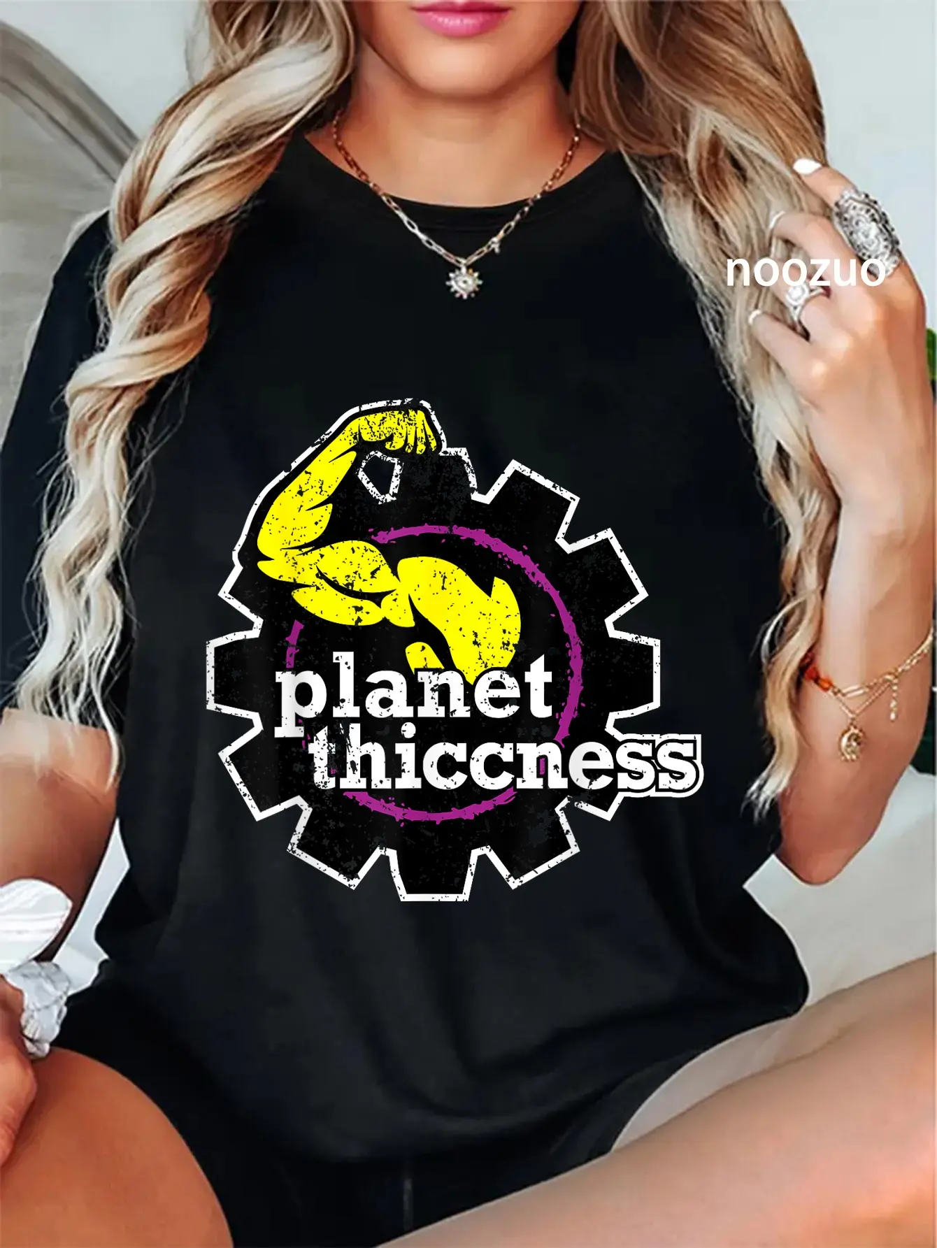 100% Cotton Unisex Planet Thiccness Gym Thickness Funny Joke Workout Lover T-Shirt Casual Top