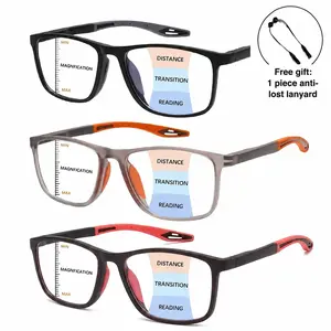 3 Pack Progressive Multifocal Reading Glasses Blue Light Blocking Unisex Computer Readers Spring Hinge Oversized Frame HD Vision Eyeglasses Mix Color