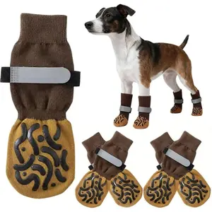 4-Pack of Non-Slip Dog Socks Prevent Licking Biting of Hard Wooden Floors Strong Protection Paws Double-Sided Anti-Slip Dog Socks