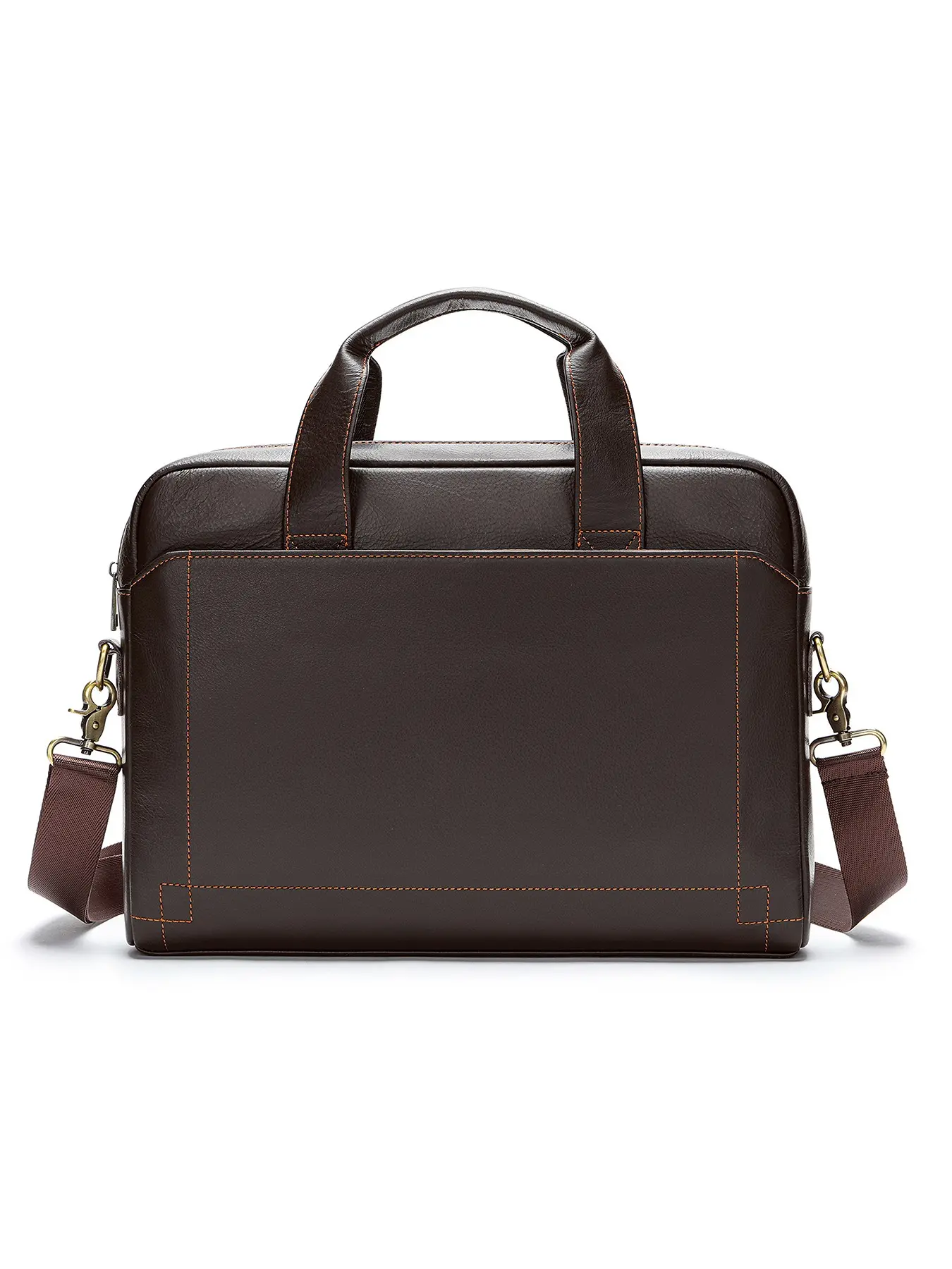 SCHLATUM Large Capacity Genuine Leather Briefcase, Vintage Men's Laptop Bag with Detachable Shoulder Strap, Multiple Compartments, Plain Pattern, Holiday Gift