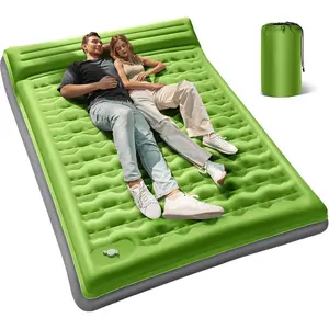 Sleeping Pad  Camping, 6" Extra-Thick Reinced Camping Sleeping Pad with Pillows & Built-in Foot Pump, Ultralight Self Inflating Air Mattress Mat  Tent Hiking Essentials Gear
