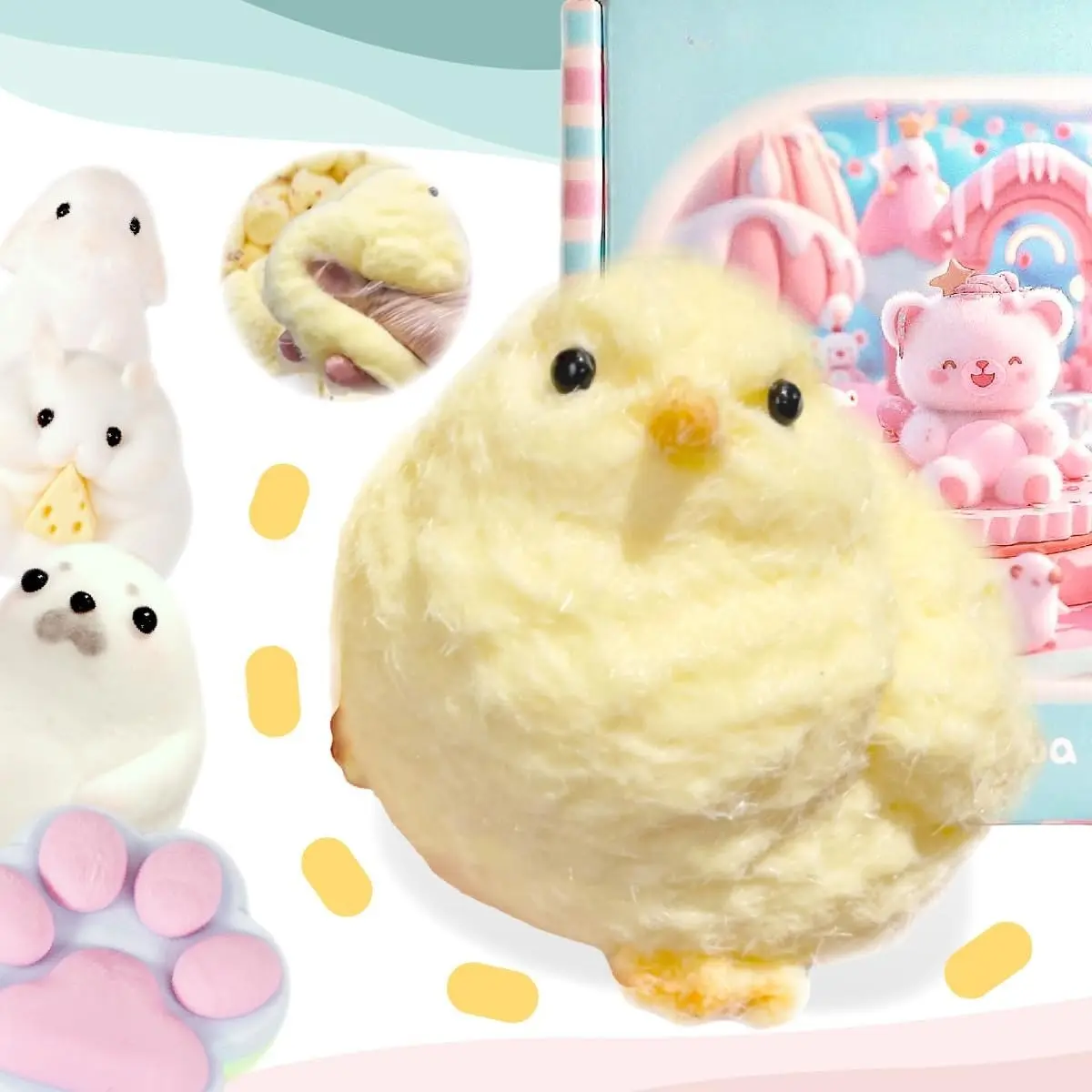 X-SRT22 Handmade Chick Taba Squishy Toys Ultra Soft Squishy Fidget Toys Silicone Squeeze Toys for Kids & Adults ( Chicken )