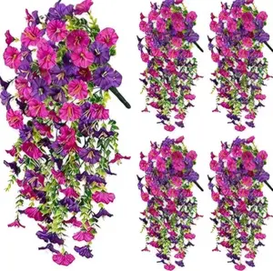 Artificial Trumpet Vine, 4pcs Set Fake Flower Vines, Lifelike Artificial Flower, Home Party Decorations, Wedding Outdoor Garden Wall Hanging, Mother's Day Gift, Plastic Plant