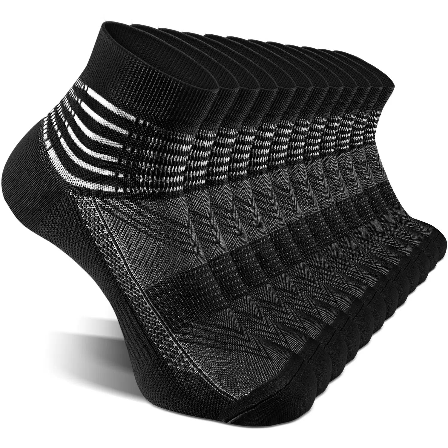 IRAMY Men's Compression Ankle Support Socks (6 Pairs) – Coolmax Cushioned Breathable High-Elastic Lightweight Dry – Athletics, Plantar Fasciitis Relief, Compression Socks Women, Dry Ankle Socks, Comfortable Breathable Lightweight Ankle Socks