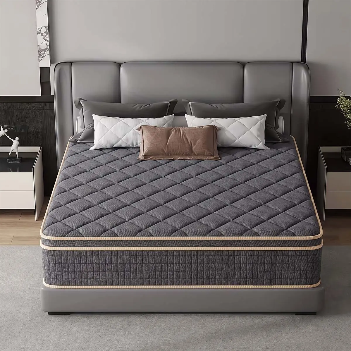 4"10"12"14" Twin Full Queen King Hybrid Spring Mattress in a Box, Euro Top Medium Firm Ergonomic Mattress, Motion Isolation, Strong Edge Support