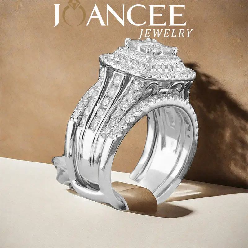 Princess Cut 925 Sterling Silver Jacket Bridal Daily Wear Wedding Ring Sets perfect gifts for Mother's Day, Birthday and Anniversary