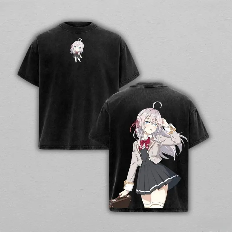 Alya Kujou Anime Inspired Washed T Shirt Hoodie Silver Beauty Graphic Crewneck Tee Unisex Oversized Retro Streetwear Casual Daily Top For Men Women Romance Anime Fan Everyday Outfit Holiday Gift Fashion Short Sleeve Apparel