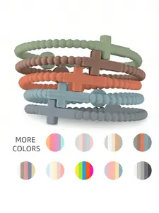 5Pcs Cute Random Color Hand Strap Thin Cross Silicone Bracelet Multilayered Bangles New Fashion Bracelets Accessories Gifts