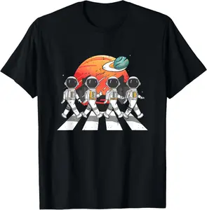 100% Cotton Space Astronaut Crosswalk Shirt Funny Planet Lover Adventure T-Shirt